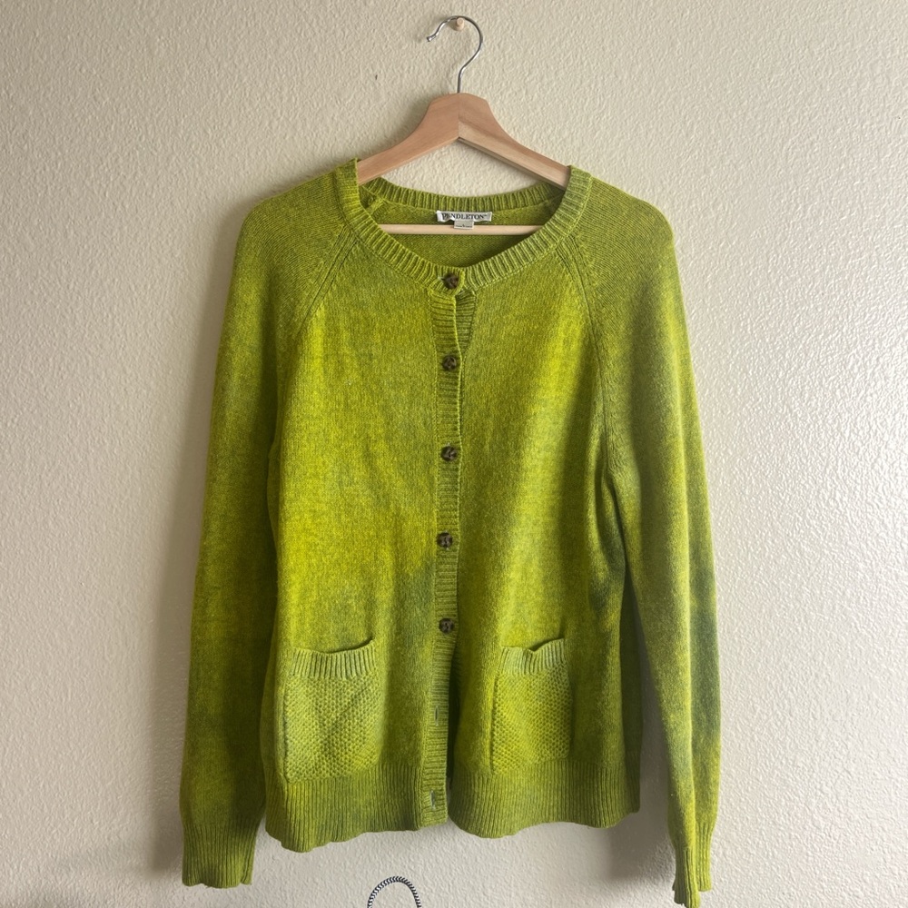 Pendleton Lime Green Cardigan Sweater